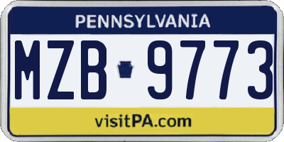 PA license plate MZB9773
