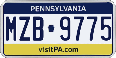 PA license plate MZB9775