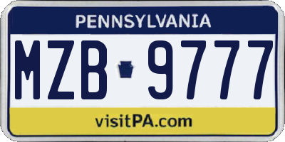 PA license plate MZB9777