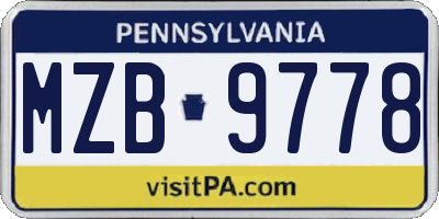 PA license plate MZB9778