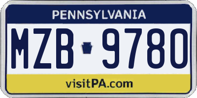 PA license plate MZB9780
