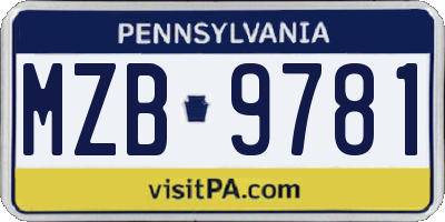 PA license plate MZB9781