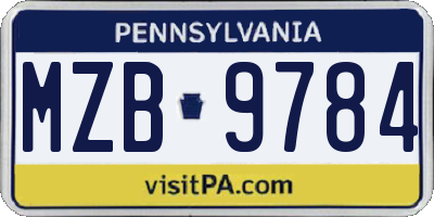 PA license plate MZB9784