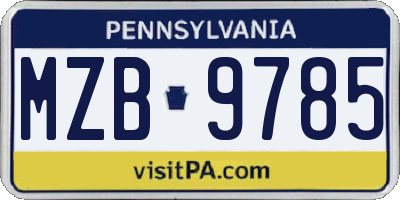PA license plate MZB9785