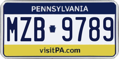 PA license plate MZB9789
