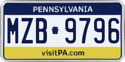 PA license plate MZB9796