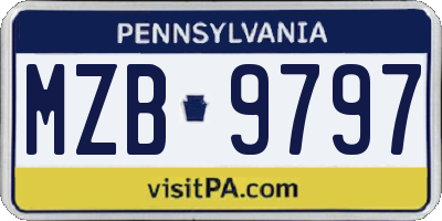 PA license plate MZB9797