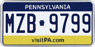 PA license plate MZB9799