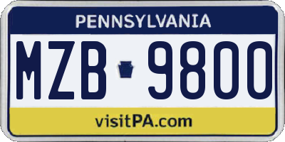 PA license plate MZB9800