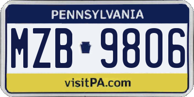 PA license plate MZB9806