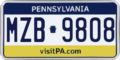 PA license plate MZB9808