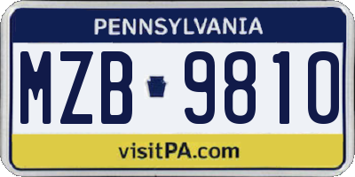 PA license plate MZB9810