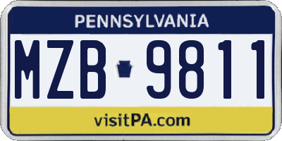 PA license plate MZB9811