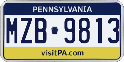PA license plate MZB9813