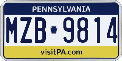 PA license plate MZB9814
