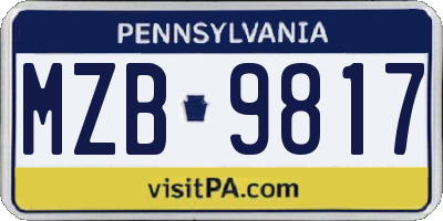 PA license plate MZB9817