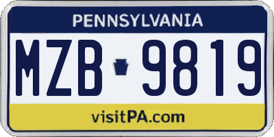 PA license plate MZB9819