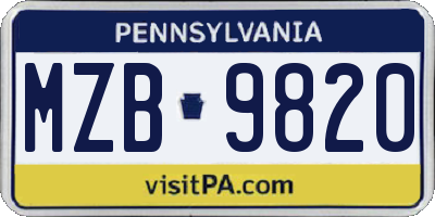PA license plate MZB9820
