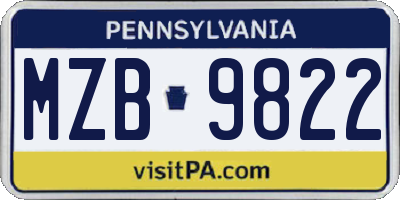 PA license plate MZB9822