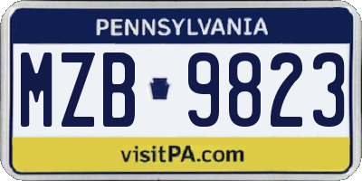 PA license plate MZB9823