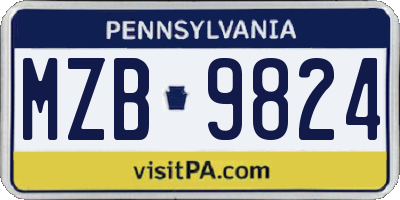 PA license plate MZB9824