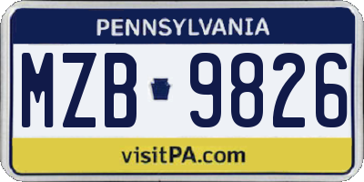 PA license plate MZB9826
