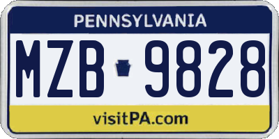 PA license plate MZB9828