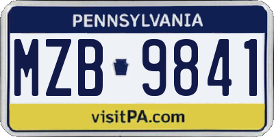 PA license plate MZB9841