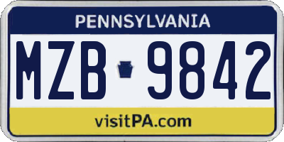 PA license plate MZB9842