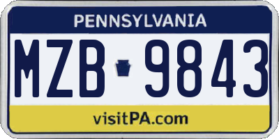 PA license plate MZB9843