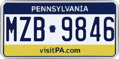 PA license plate MZB9846