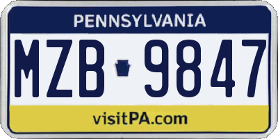 PA license plate MZB9847
