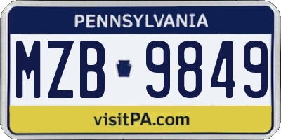 PA license plate MZB9849