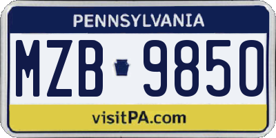 PA license plate MZB9850
