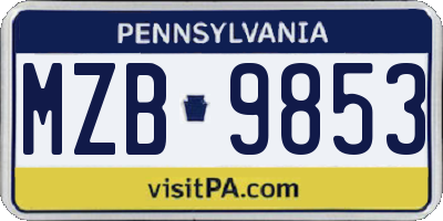 PA license plate MZB9853