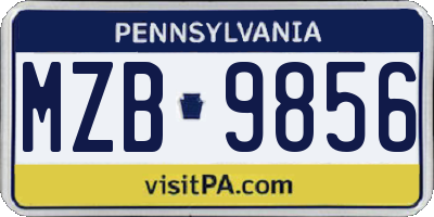 PA license plate MZB9856