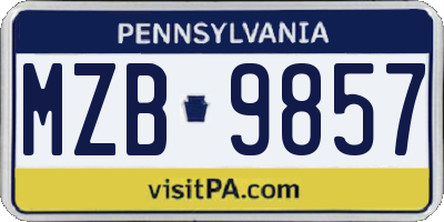 PA license plate MZB9857