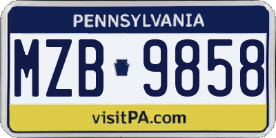 PA license plate MZB9858