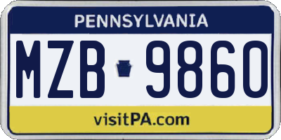 PA license plate MZB9860