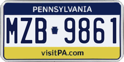 PA license plate MZB9861