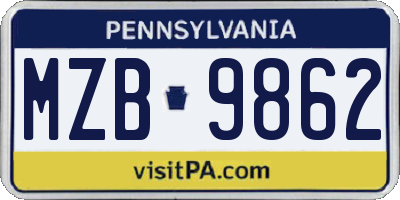 PA license plate MZB9862