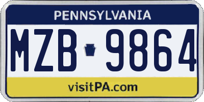 PA license plate MZB9864