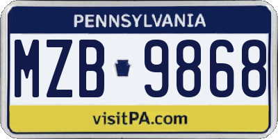 PA license plate MZB9868