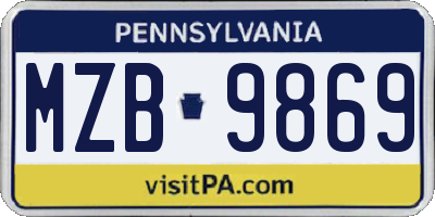 PA license plate MZB9869