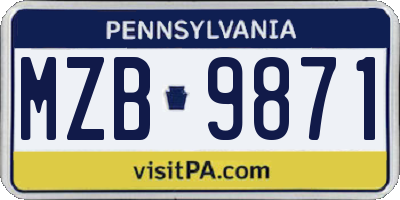 PA license plate MZB9871