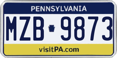 PA license plate MZB9873