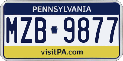 PA license plate MZB9877