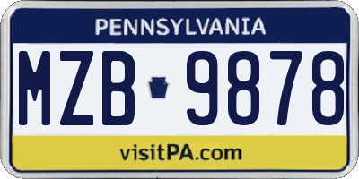 PA license plate MZB9878