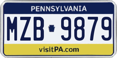 PA license plate MZB9879