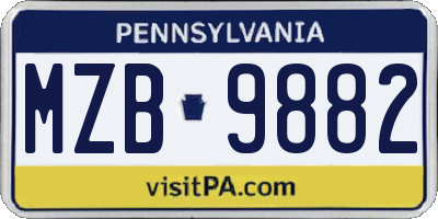 PA license plate MZB9882